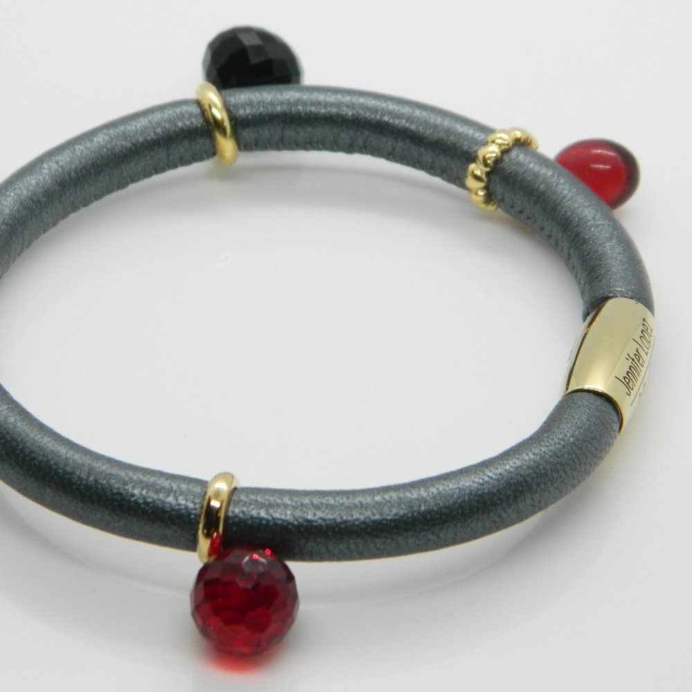 ENDLESS Anthracite Leather Vermeil 4Charm Bracelet